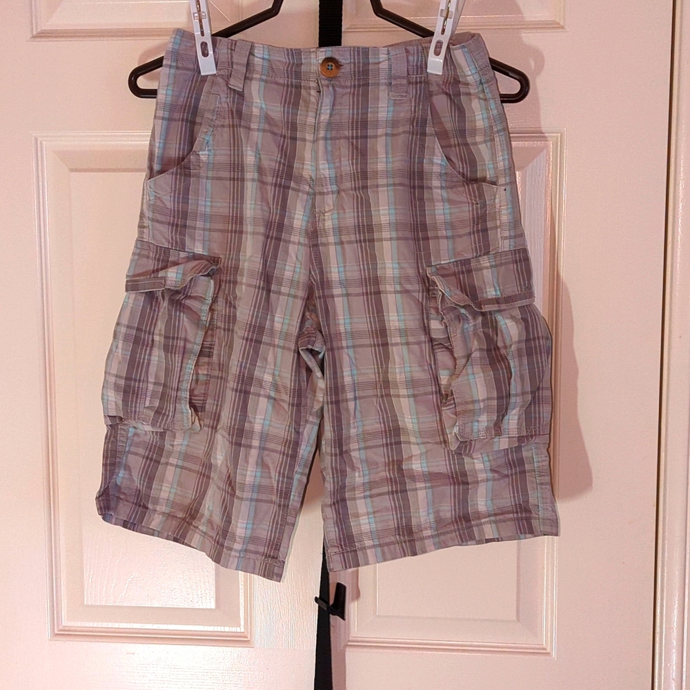 Plaid cargo shorts